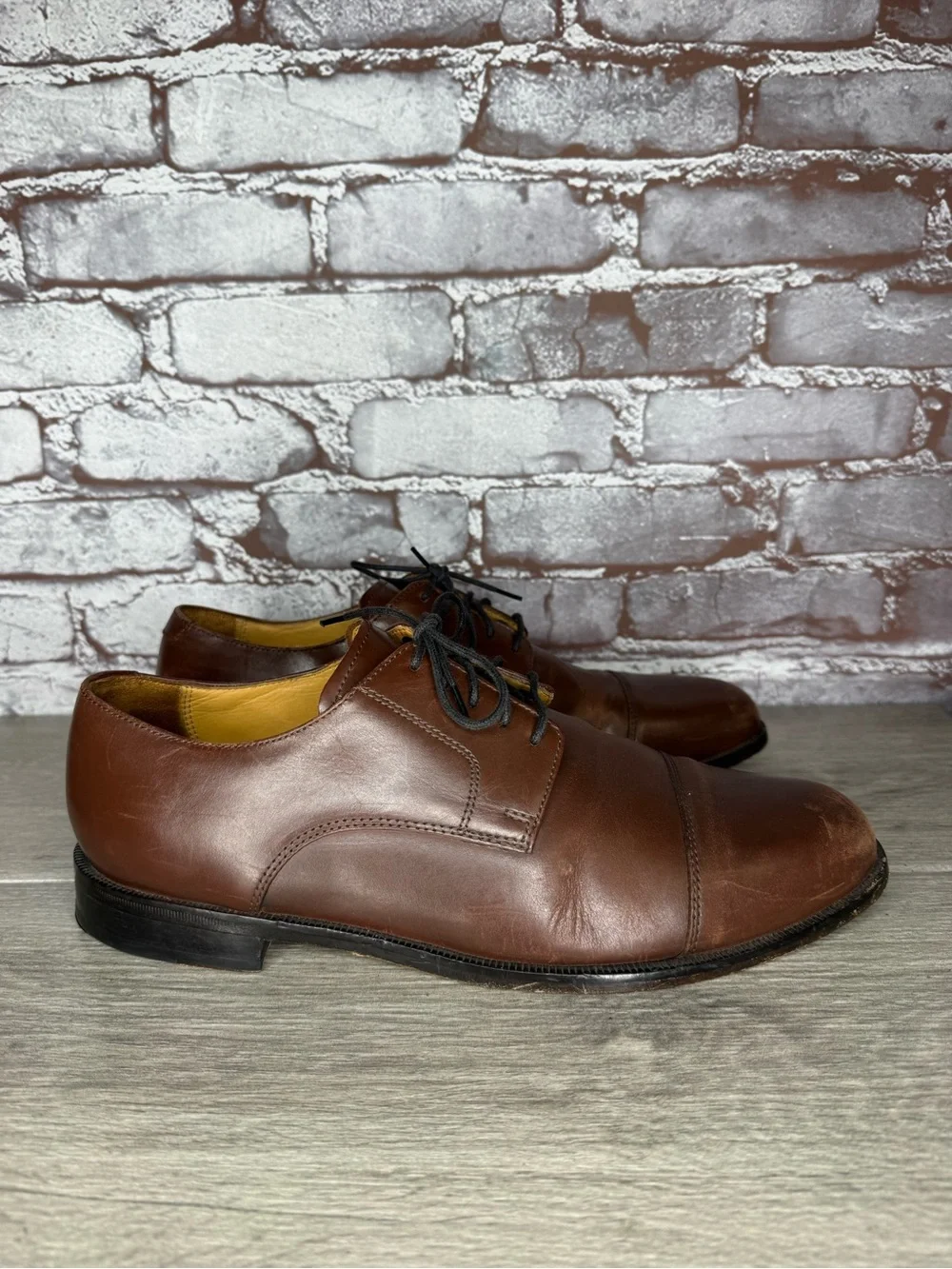 Cole Haan Benton Brown Leather Cap Toe Lace Oxfords Dress Shoes Men 10M US/43EU